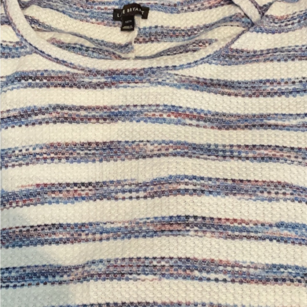 Blue white and purple Lane Bryant shoulder cut long sleeves shirt